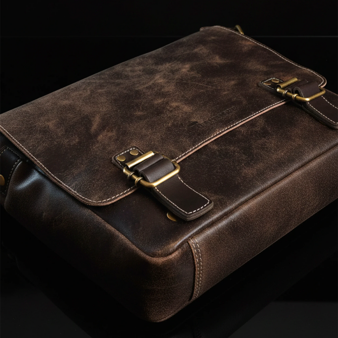 personalized leather wallet and belt gift set for men with brown distressed texture